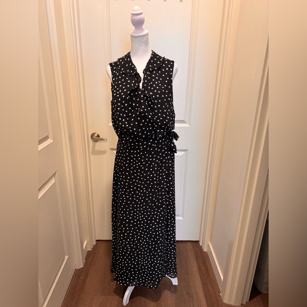 Vintage! Ultra Dress New York Black And White Polka Dot Maxi Dress